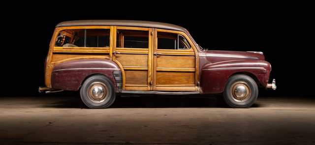 1946 Ford Super Deluxe Woodie Station Wagon — exterior of the exact listed vehicle
